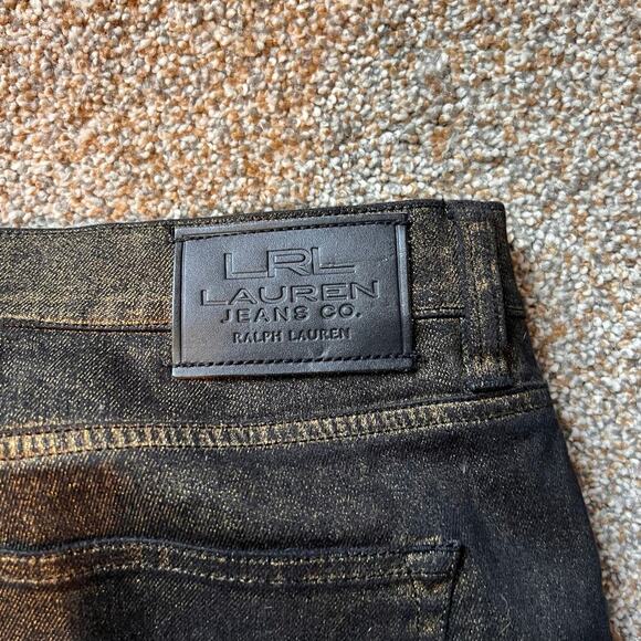 Lauren Ralph Lauren Metallic Gold Black Boot Cut Jean.  Size 10 - Picture 4 of 7